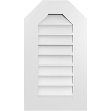 Ekena Millwork Octagonal Top Surface Mount PVC Gable Vent w/ 3-1/2"W x 1"P Standard Frame, 16"W x 28"H GVPOT16X2801SN
